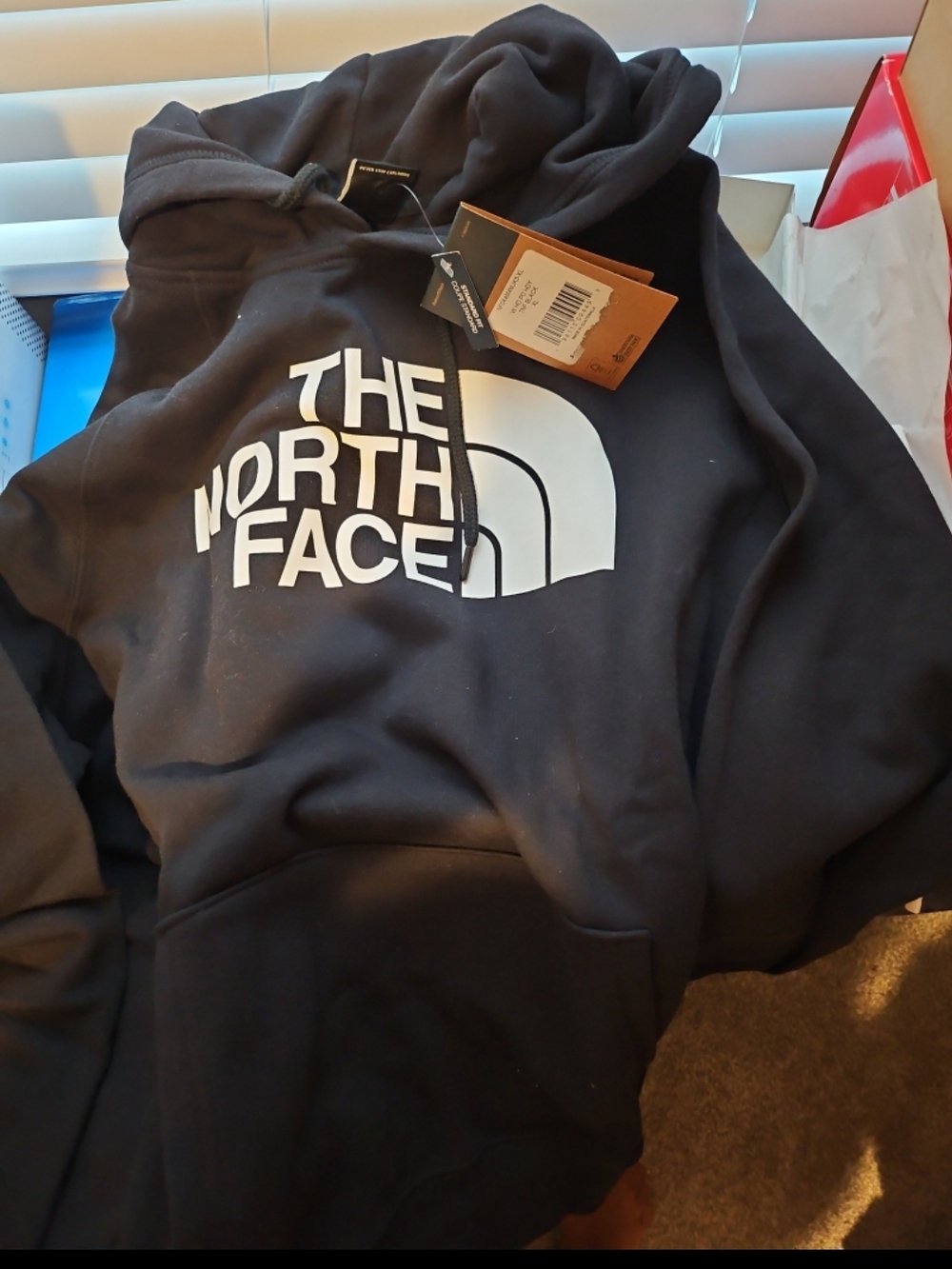 Women's The North Face Black Hoodie with White Logo Print